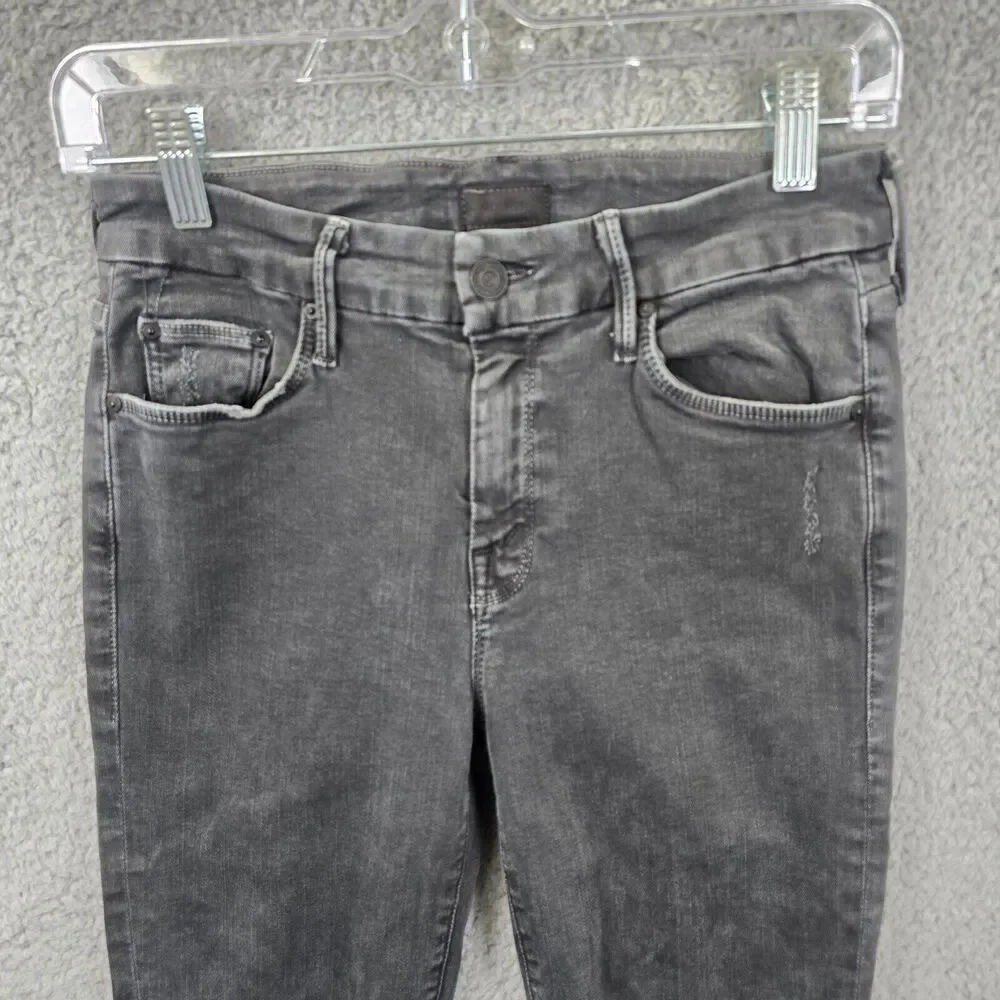 MOTHER Jeans Women's The Looker Zip Fray Dye Faded Black Size 26